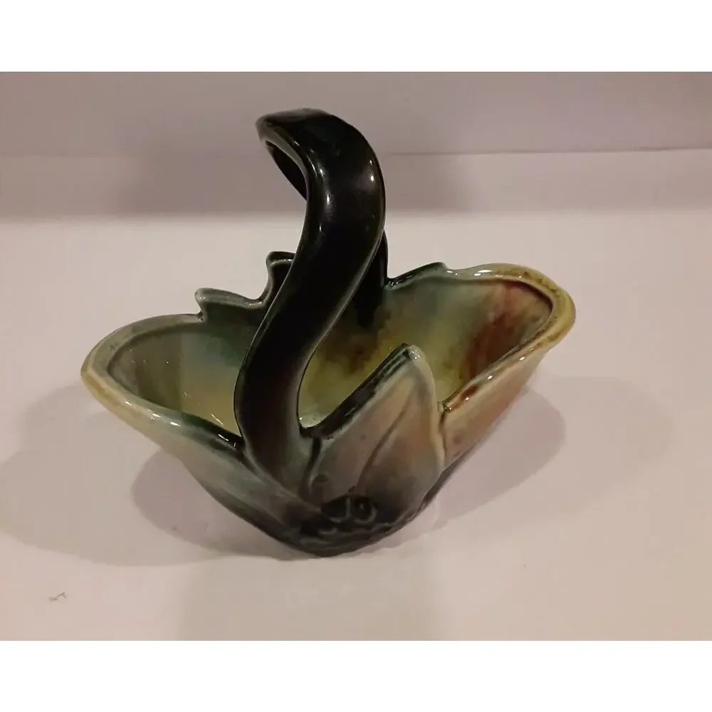 Vintage 1950s Hull Pottery Basket Planter Earthy Twisted Handle